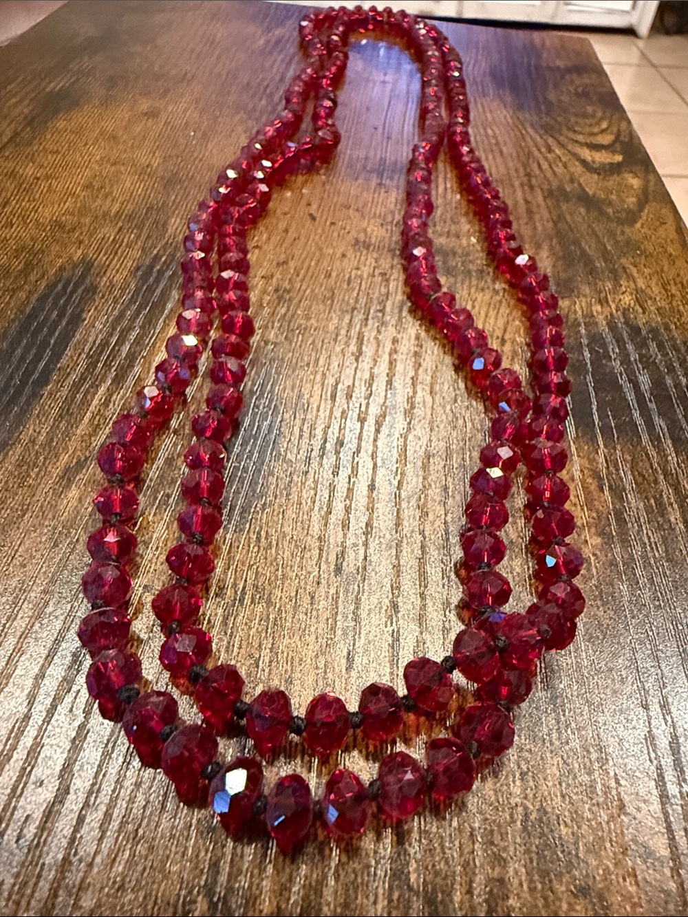 Elegant Red Crystal Multi-Strand Necklace - Women Jewelry - Picture 2 of 5